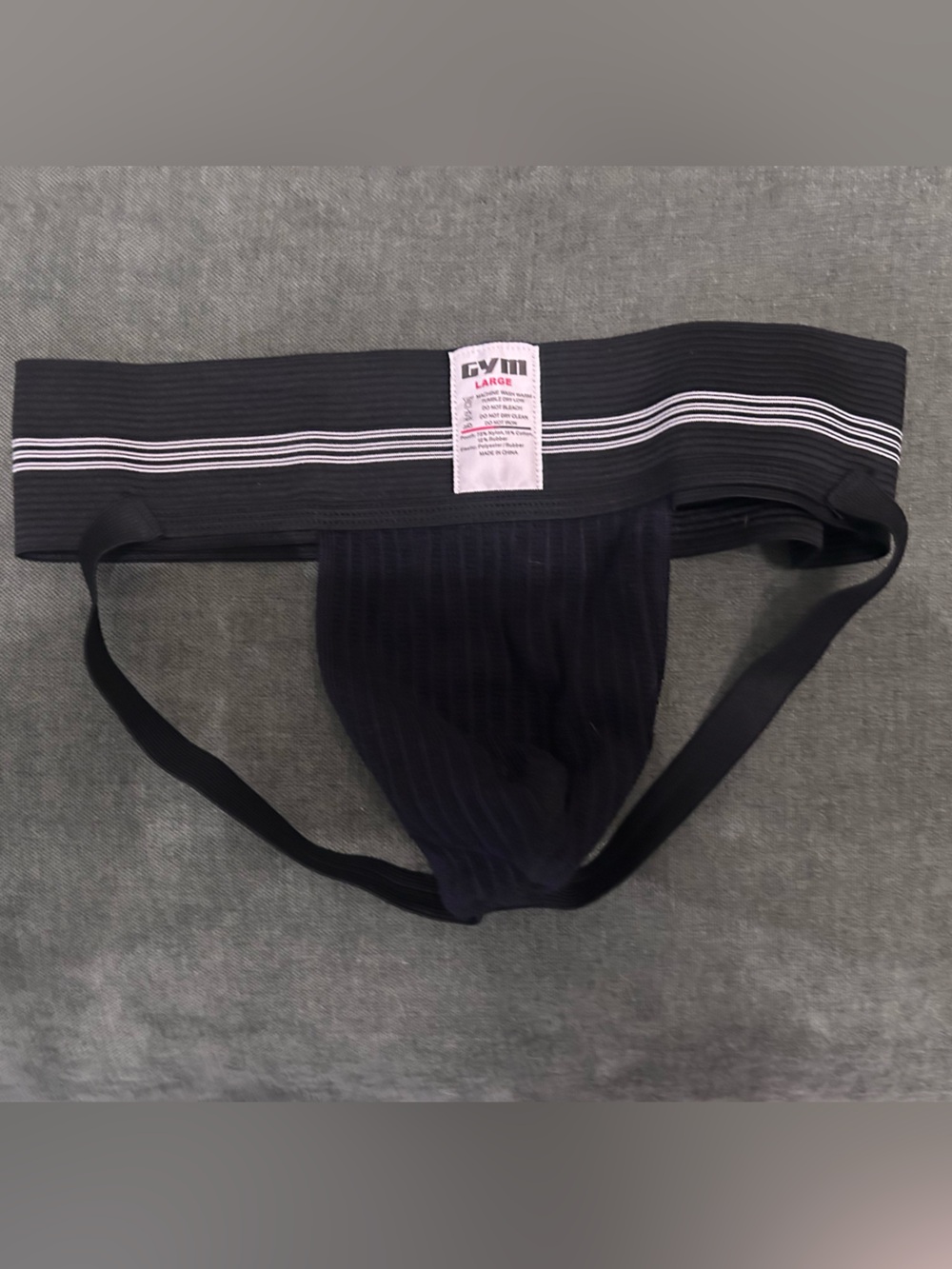 Men's Black Supportive Jockstrap with White Stripe - Unbranded